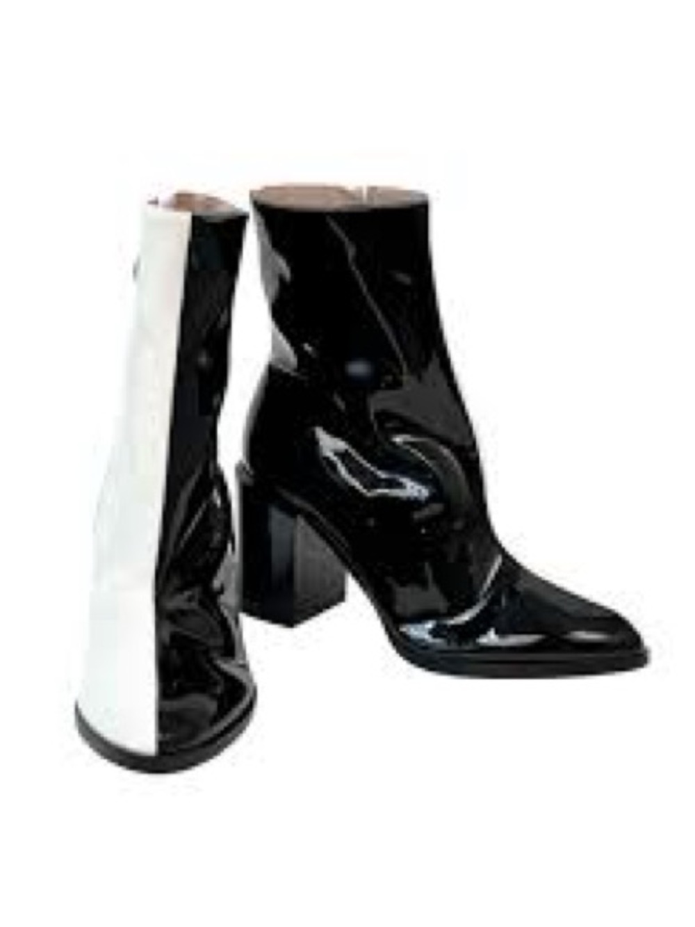 Nastygal dayvine Black & White ‘Cruella Deville’ Vinyl Ankle Boots 7 🐩